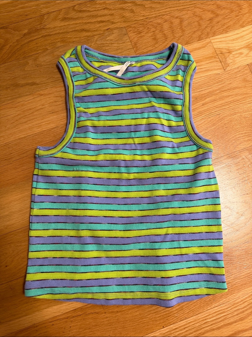 Anthropologie Striped Tank Top - Lime, Aqua & Lavender